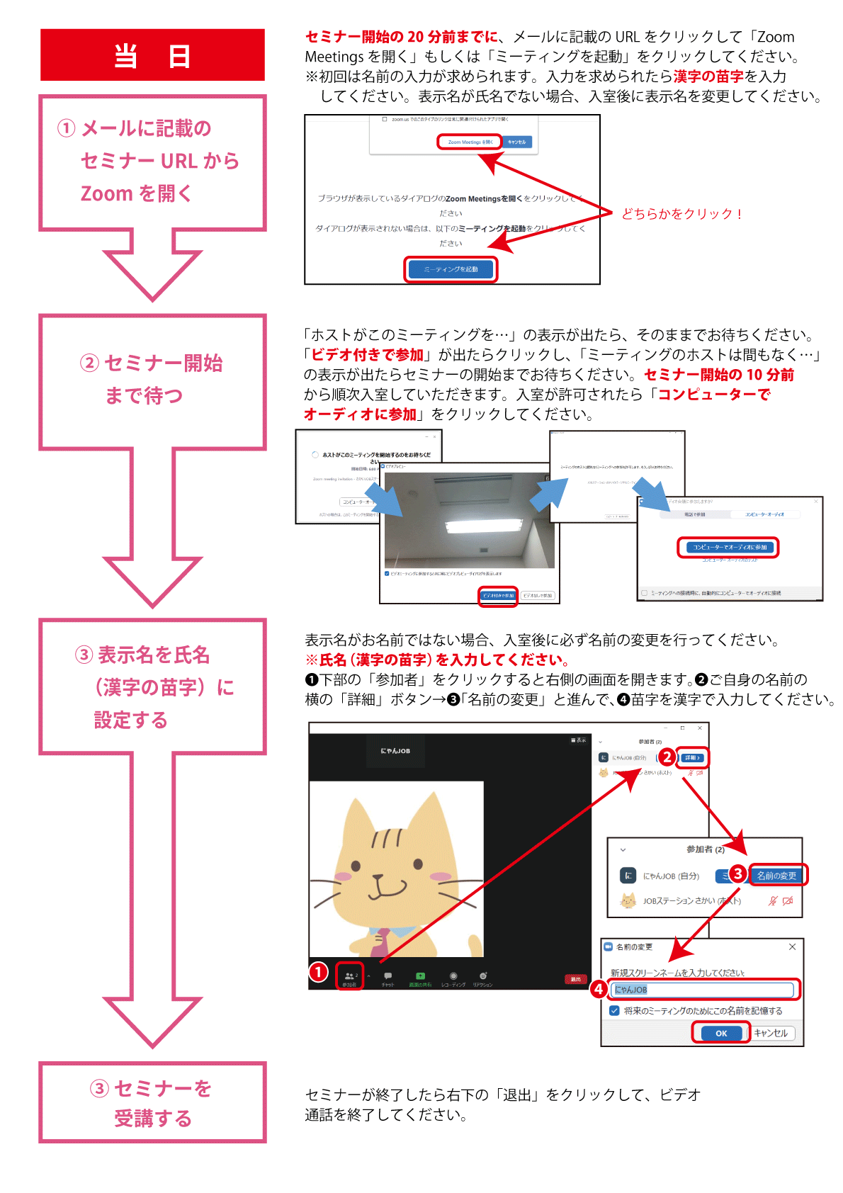 オンラインセミナーの流れについて（PCをご利用の場合）2